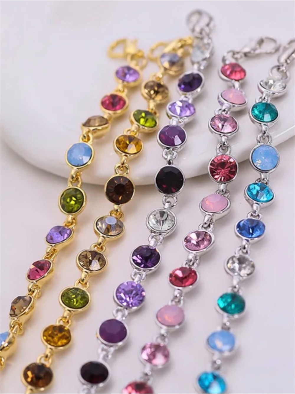 CZ Colored Bezel Bracelet NWT Platinum Plated Pick 1